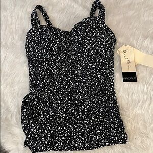 Gottex Swimsuit Black & White Printed Tankini Top D cup